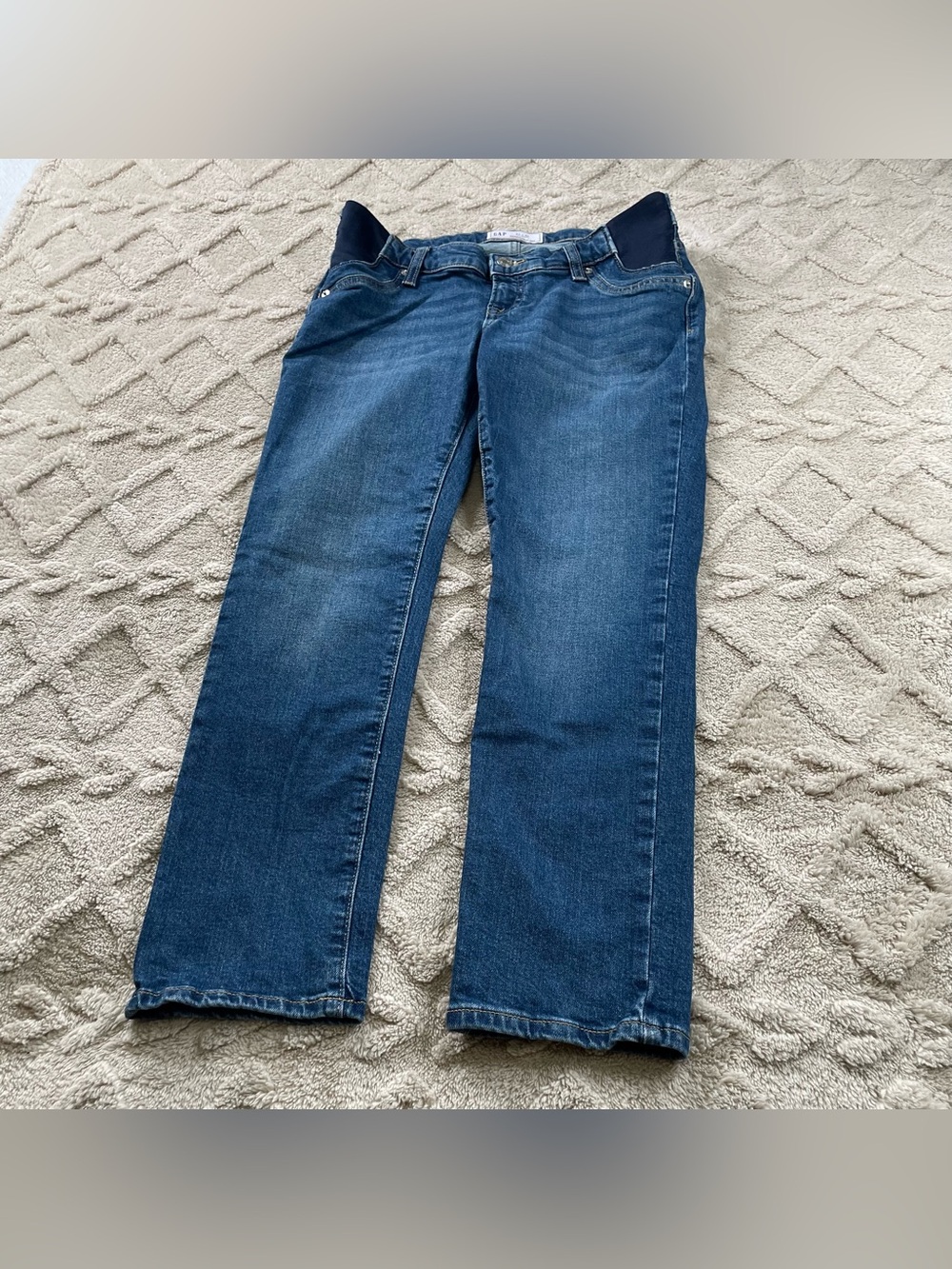 GAP Maternity Dark Blue Straight-Leg Jeans ~ Size 27 / 4‎ S Stretch Size Panels